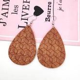 Cross Weave Camel Leather Earrings